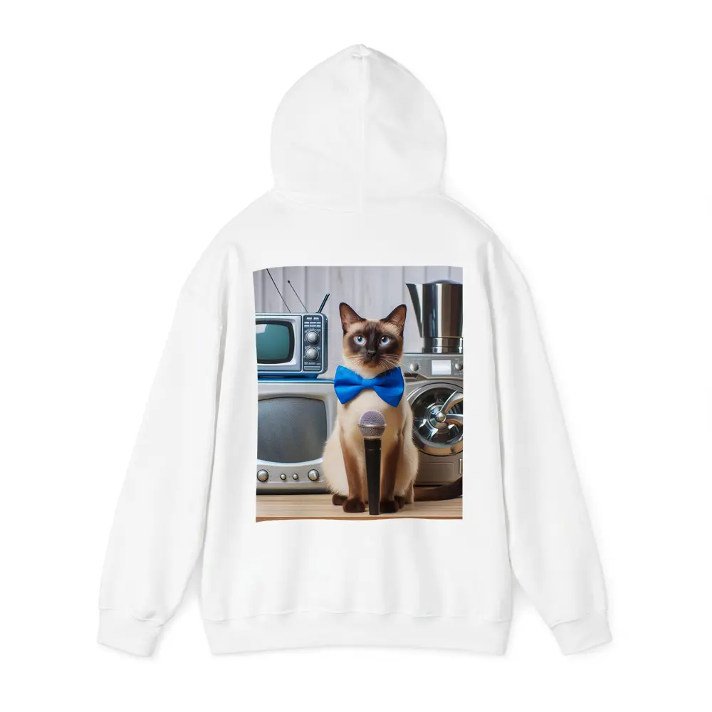Siamese Cat Blue Bow Tie Microphone Retro – Hoodies
