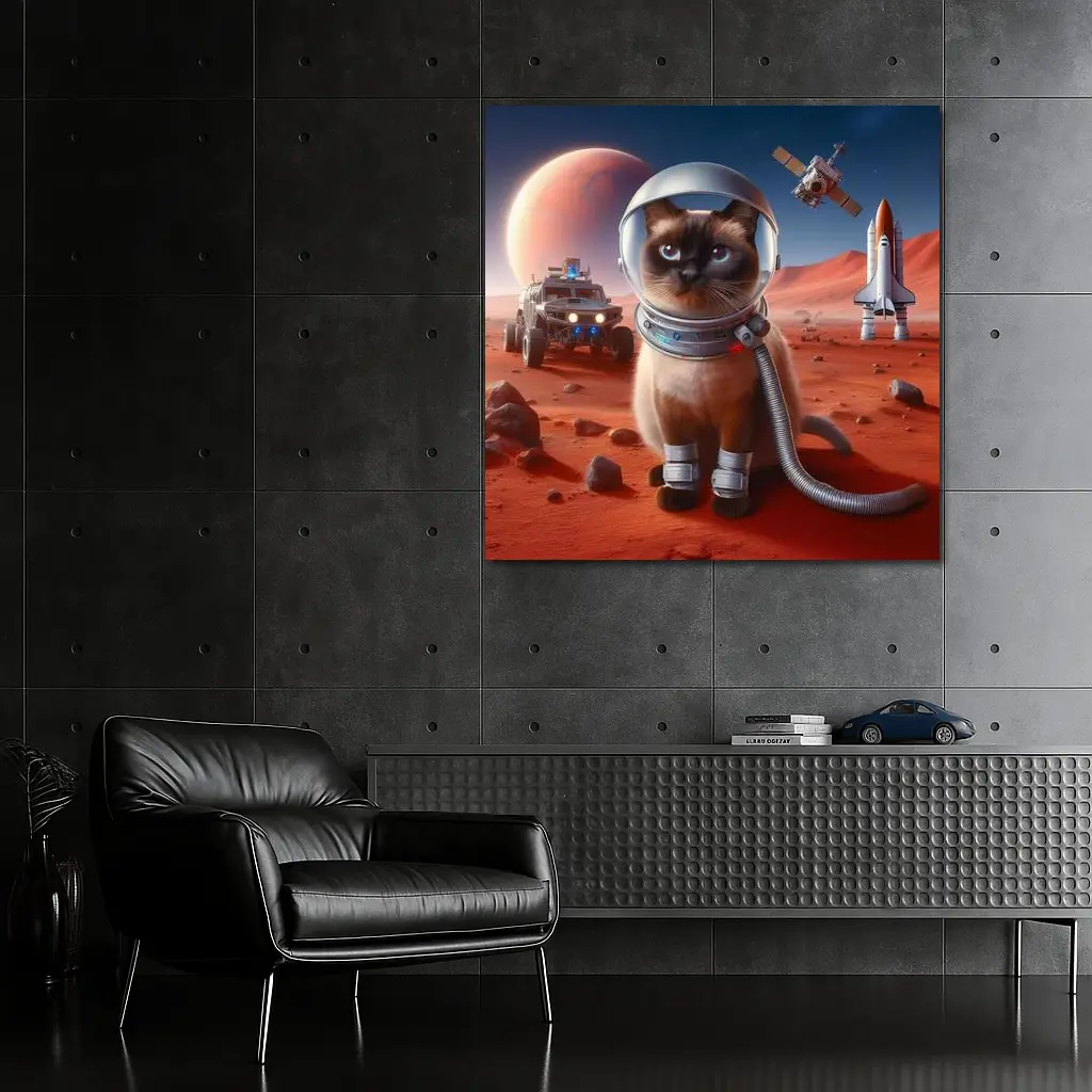 Siamese Cat Astronaut On Mars Surface – Wall Art