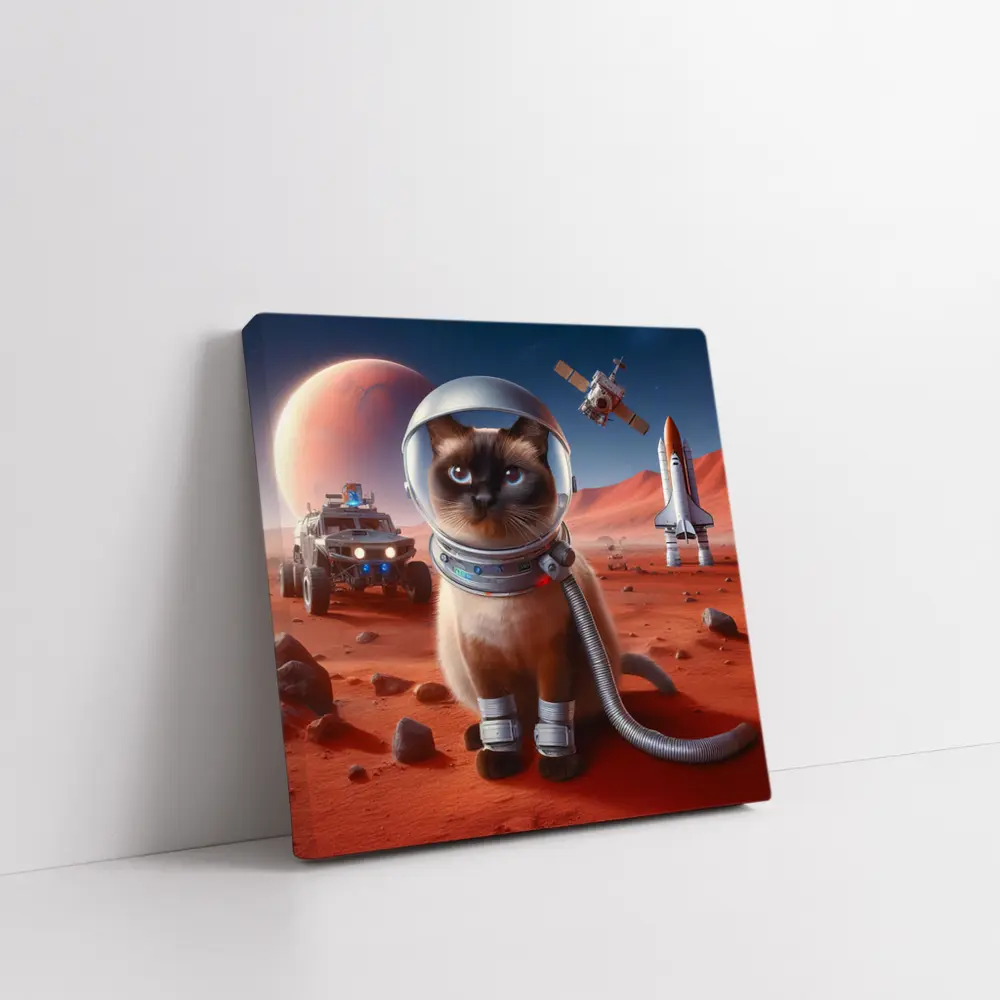Siamese Cat Astronaut On Mars Surface – Wall Art