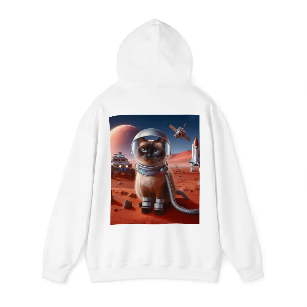 Siamese Cat Astronaut On Mars Surface – Hoodies