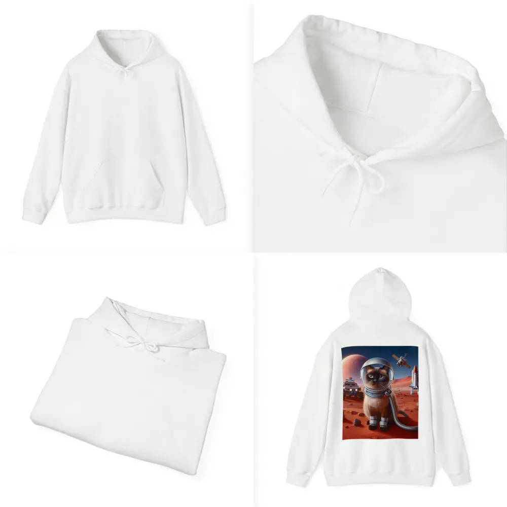Siamese Cat Astronaut On Mars Surface – Hoodies