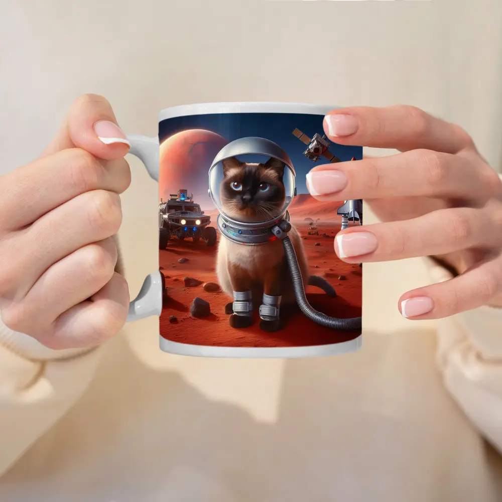 Siamese Cat Astronaut On Mars Surface – Mugs
