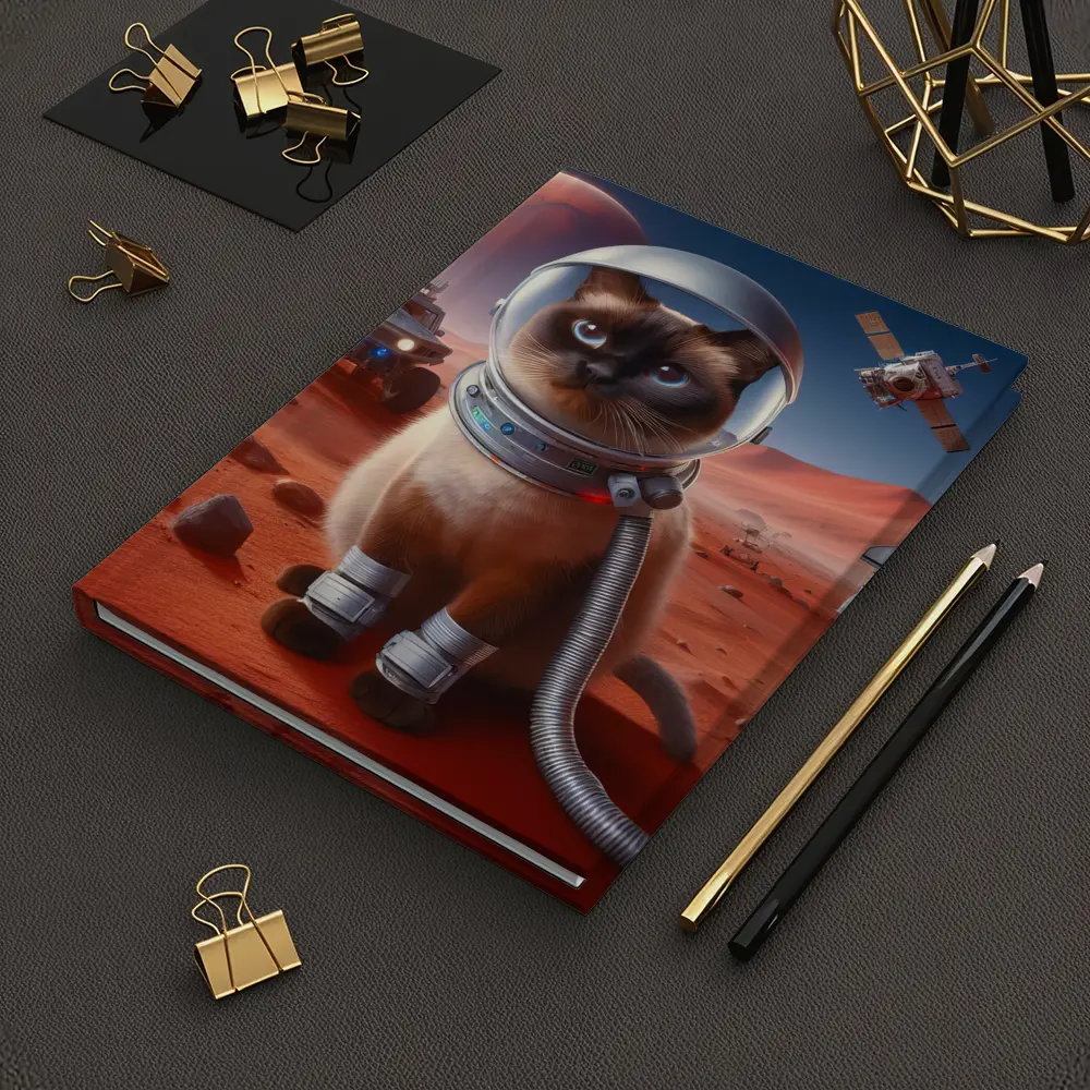 Siamese Cat Astronaut On Mars Surface – Notebooks