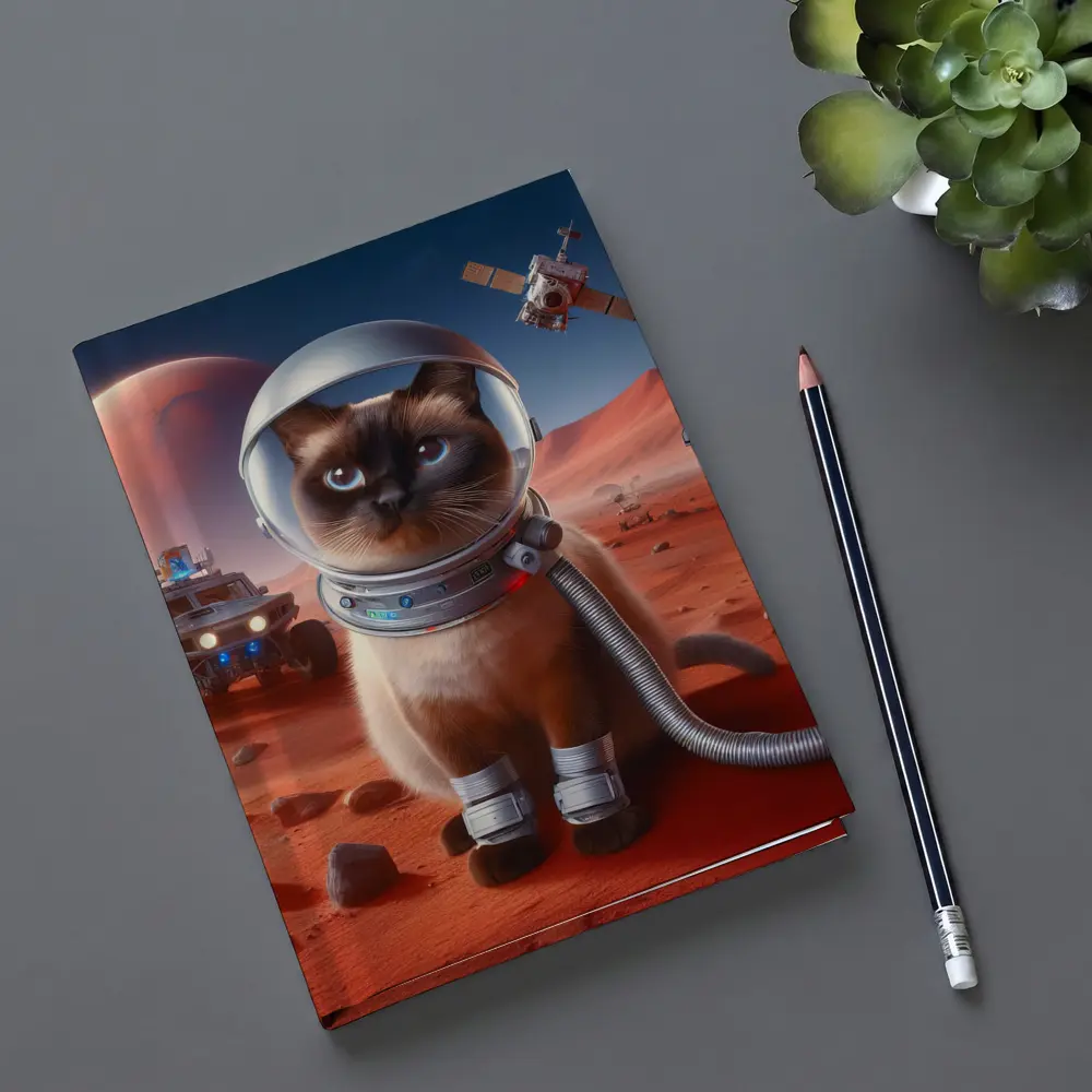 Siamese Cat Astronaut On Mars Surface – Notebooks