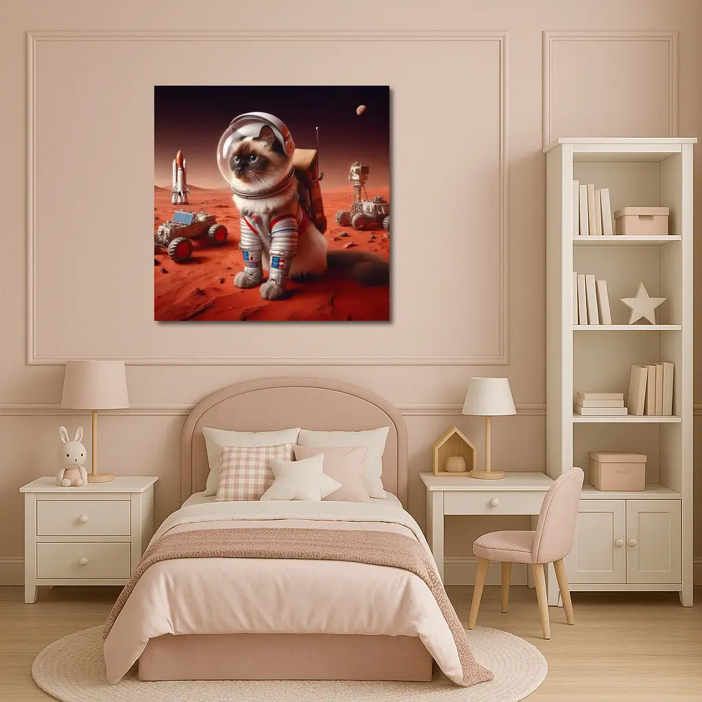Birman Cat Astronaut On Mars Surface – Wall Art