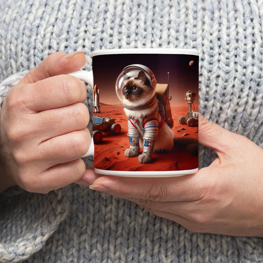 Birman Cat Astronaut On Mars Surface – Mugs