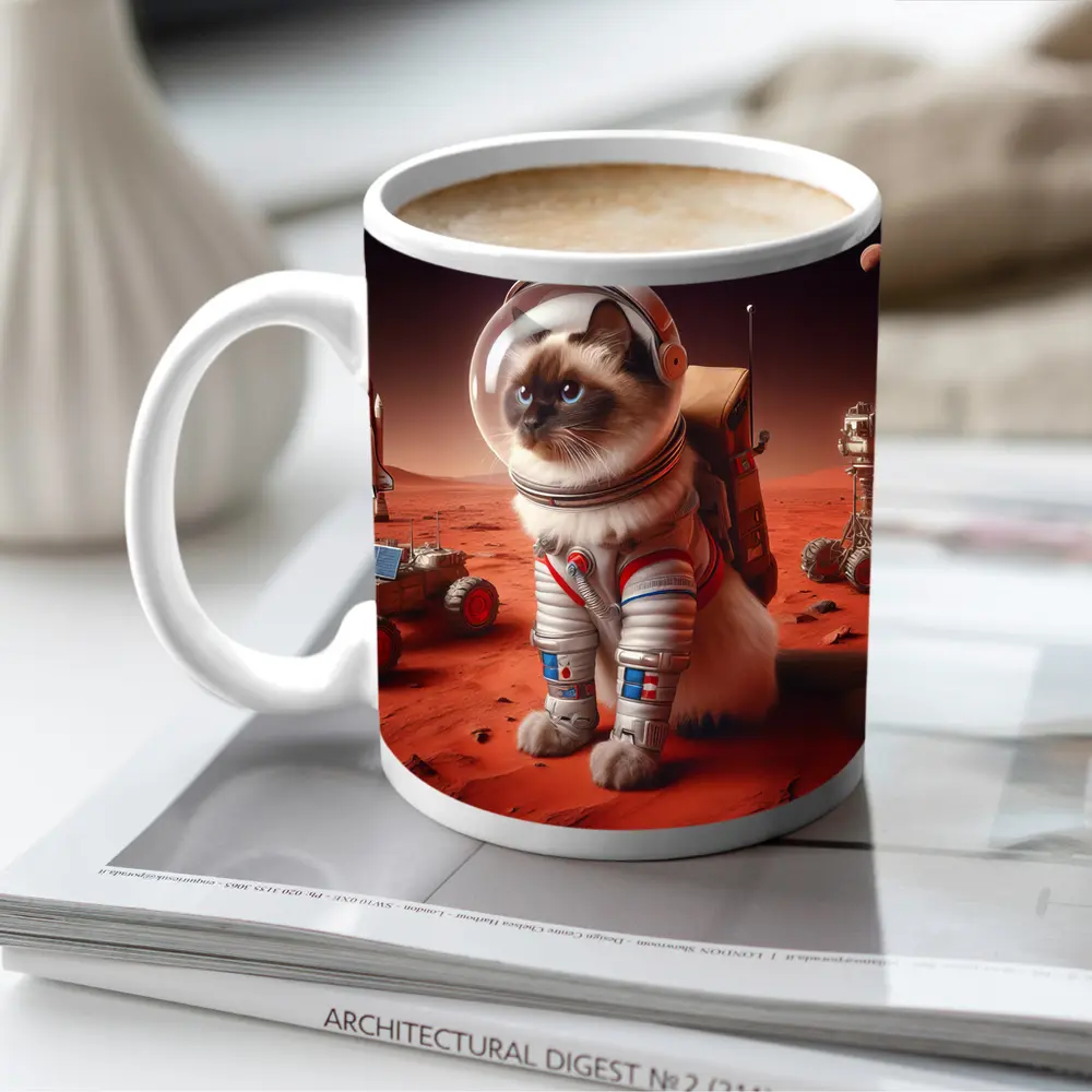 Birman Cat Astronaut On Mars Surface – Mugs