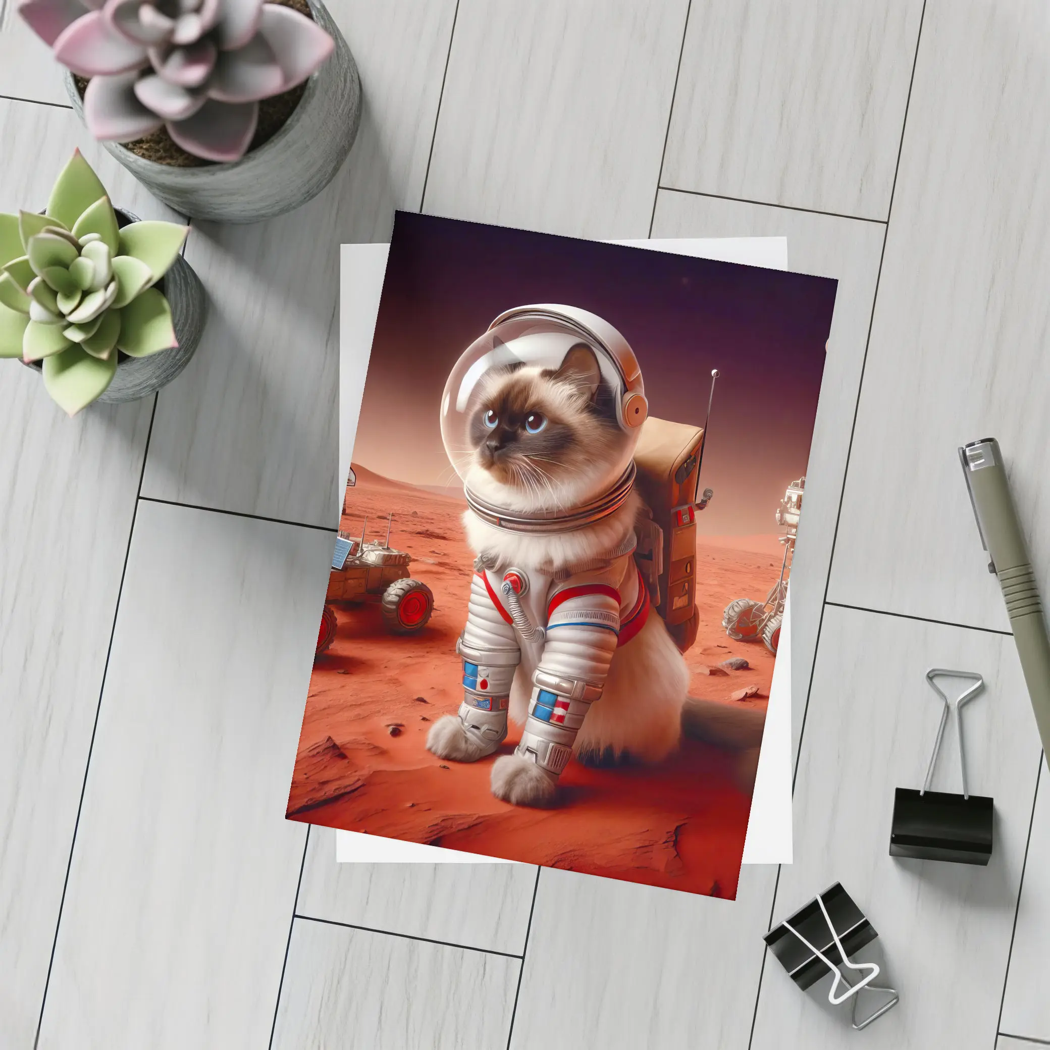 Birman Cat Astronaut On Mars Surface – Postcards
