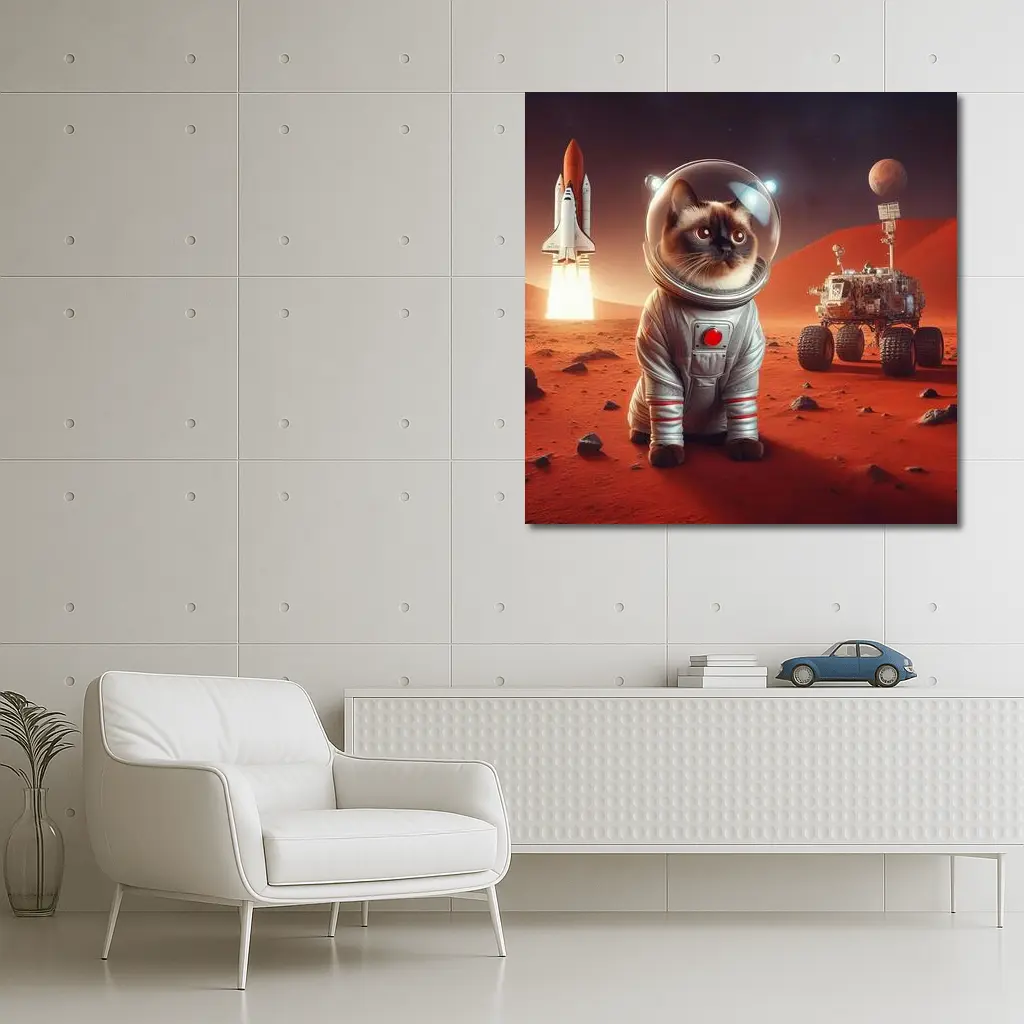 Siamese Cat Astronaut On Mars Surface – Wall Art