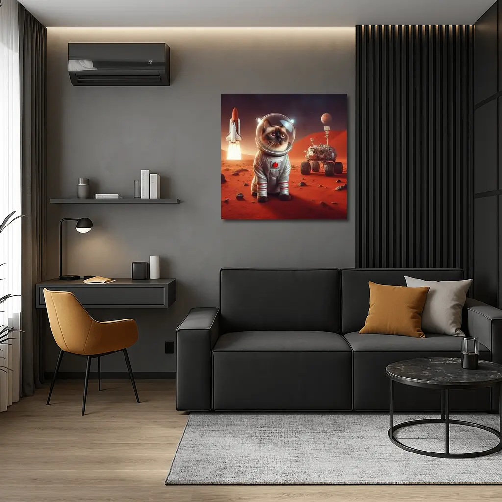 Siamese Cat Astronaut On Mars Surface – Wall Art