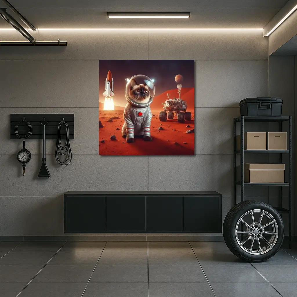 Siamese Cat Astronaut On Mars Surface – Wall Art