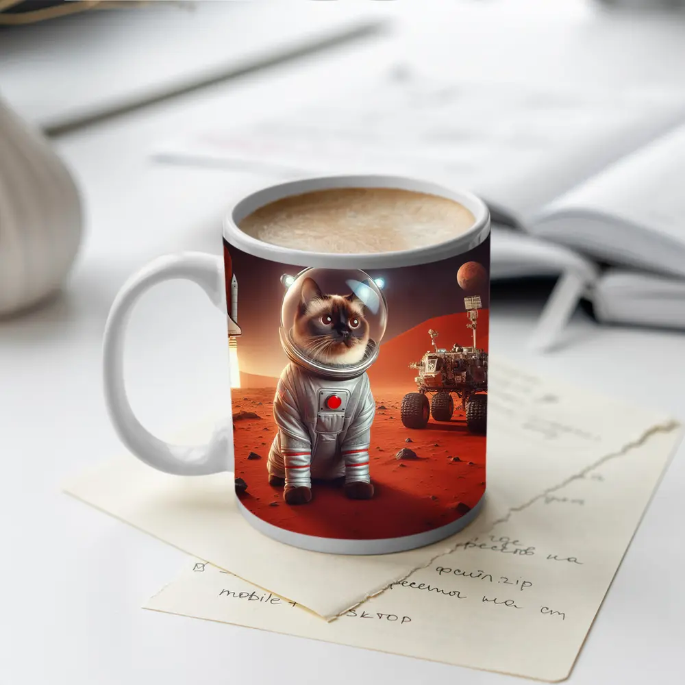 Siamese Cat Astronaut On Mars Surface – Mugs