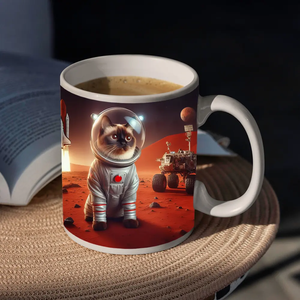 Siamese Cat Astronaut On Mars Surface – Mugs
