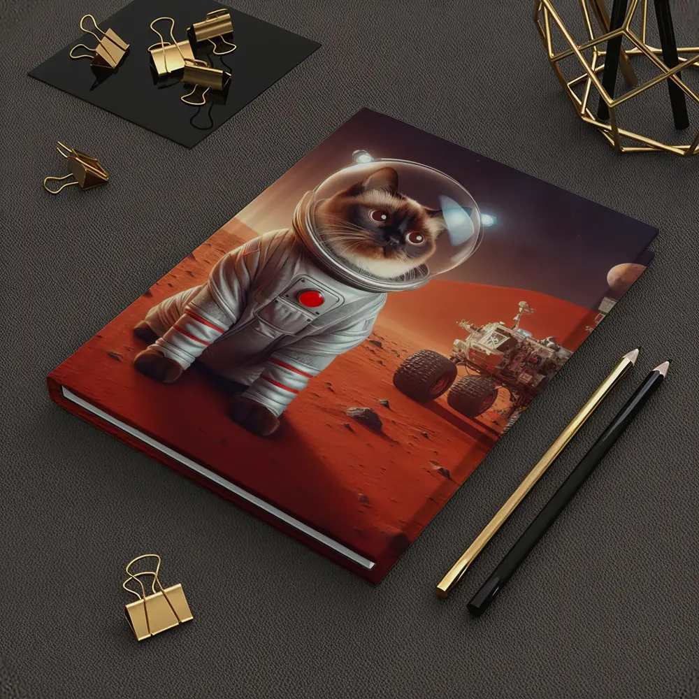 Siamese Cat Astronaut On Mars Surface – Notebooks