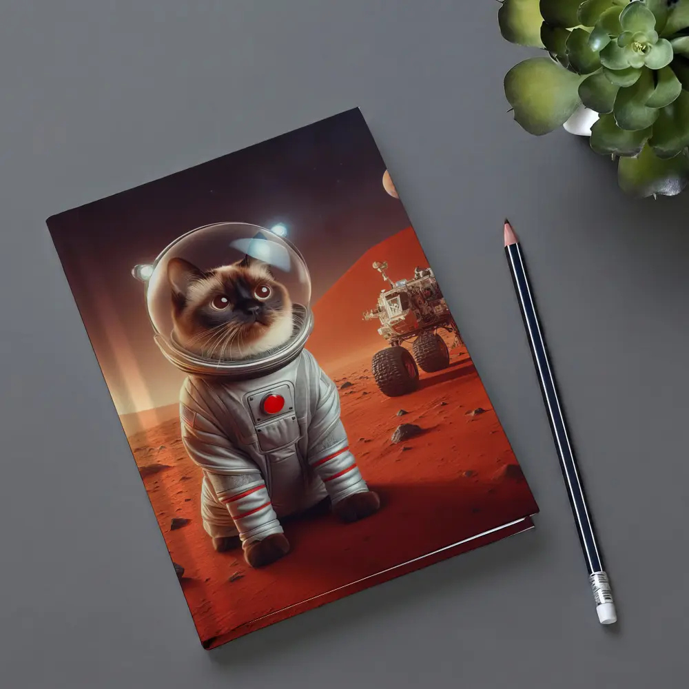 Siamese Cat Astronaut On Mars Surface – Notebooks