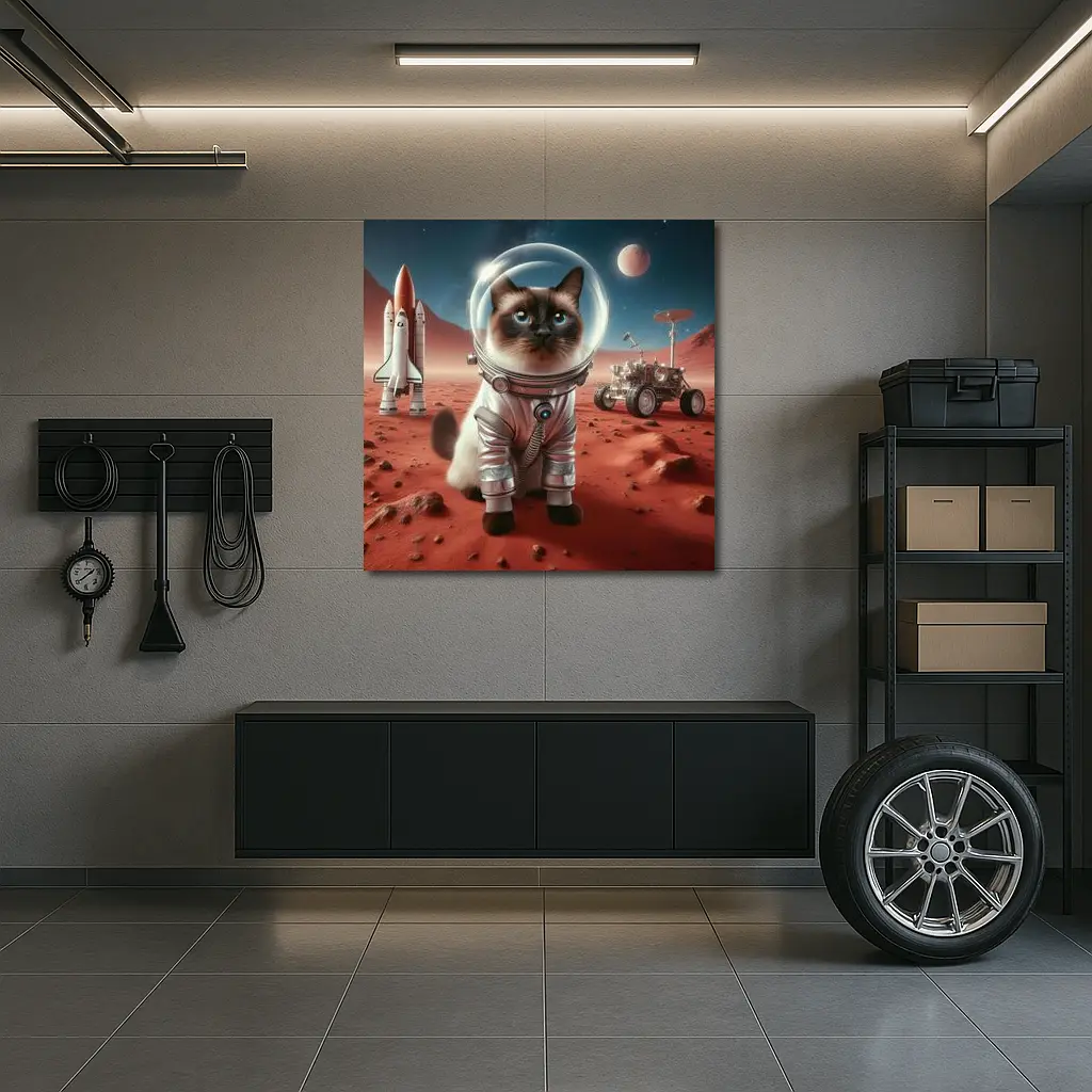Siamese Cat Astronaut on Mars Surface – Wall Art