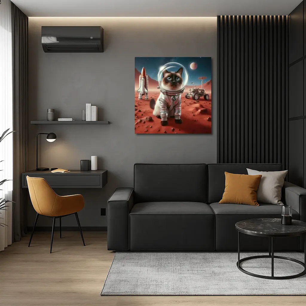 Siamese Cat Astronaut on Mars Surface – Wall Art