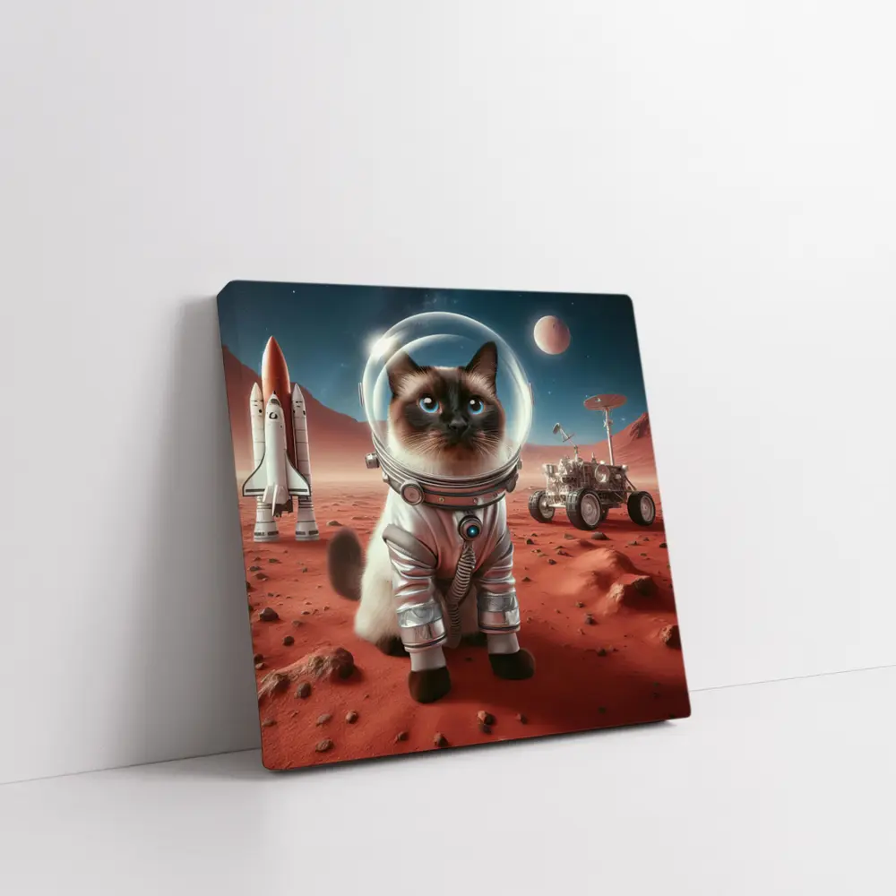 Siamese Cat Astronaut on Mars Surface – Wall Art