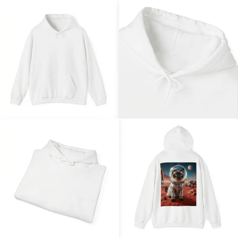 Siamese Cat Astronaut on Mars Surface – Hoodies