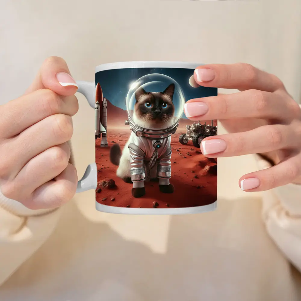 Siamese Cat Astronaut on Mars Surface – Mugs