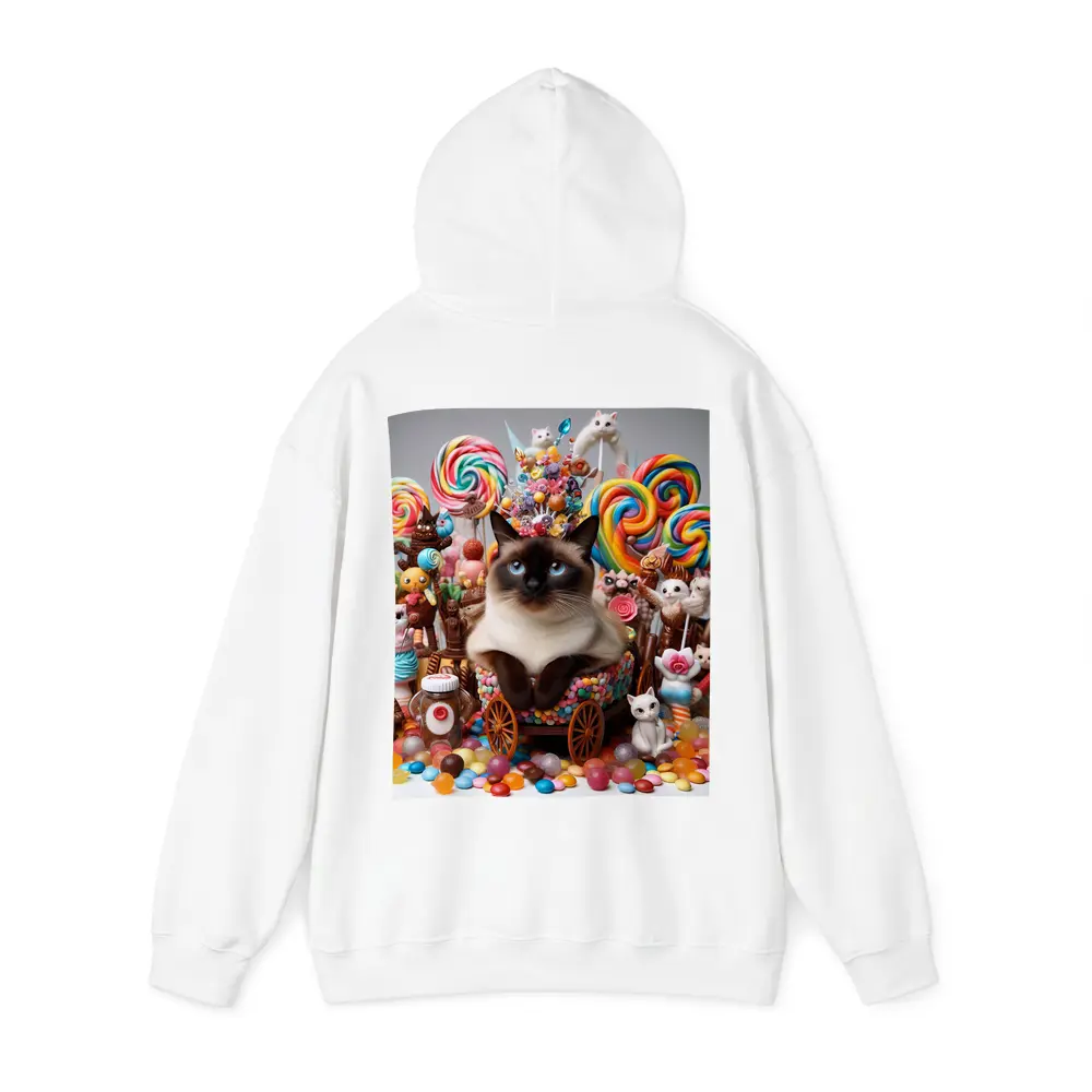 Siamese Cat Surrounded By Colorful Candy – Hoodies