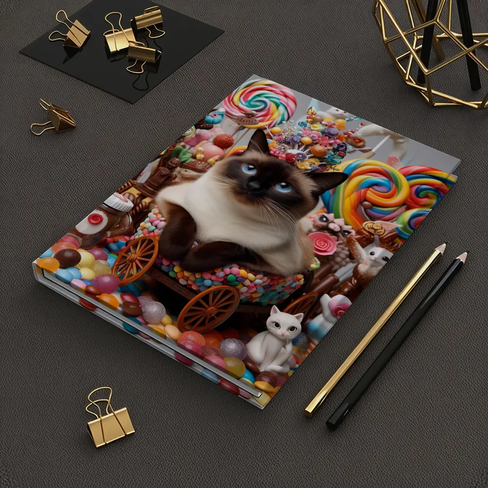 Siamese Cat Surrounded By Colorful Candy – Notebooks