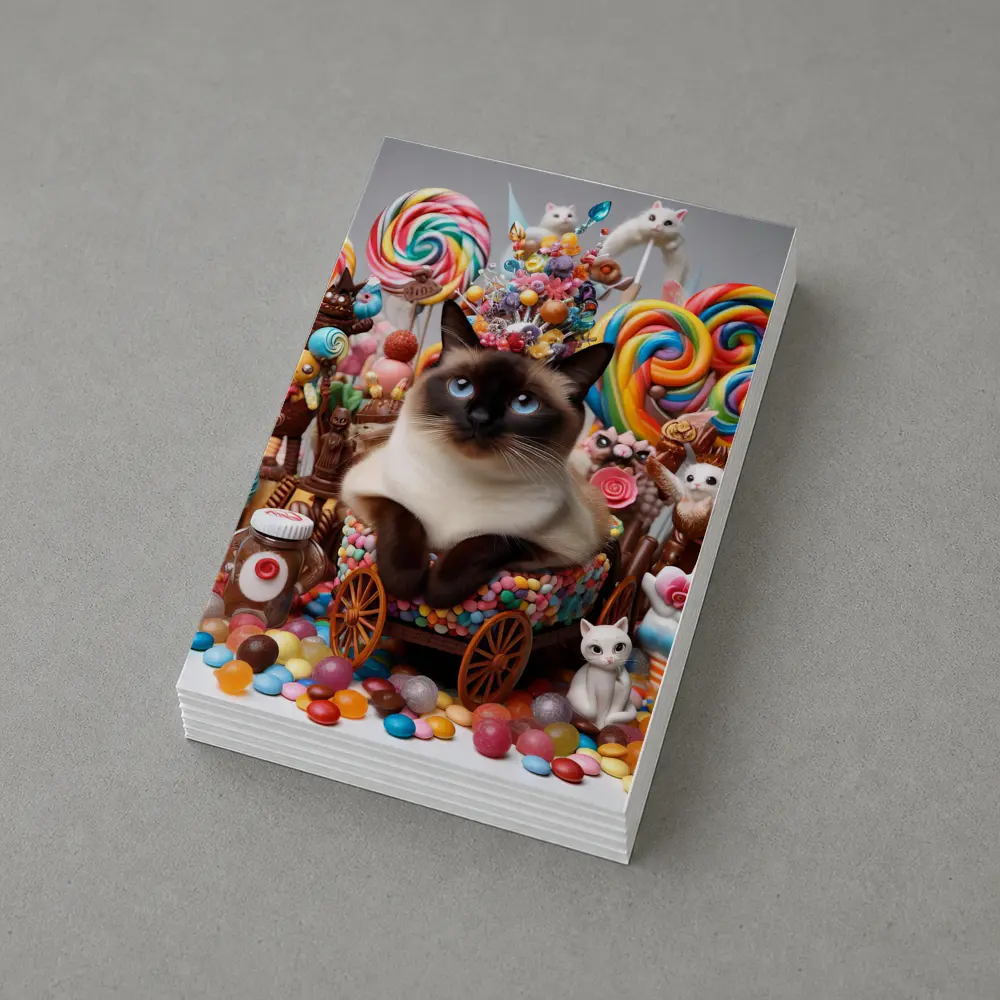 Siamese Cat Surrounded By Colorful Candy – Postcards