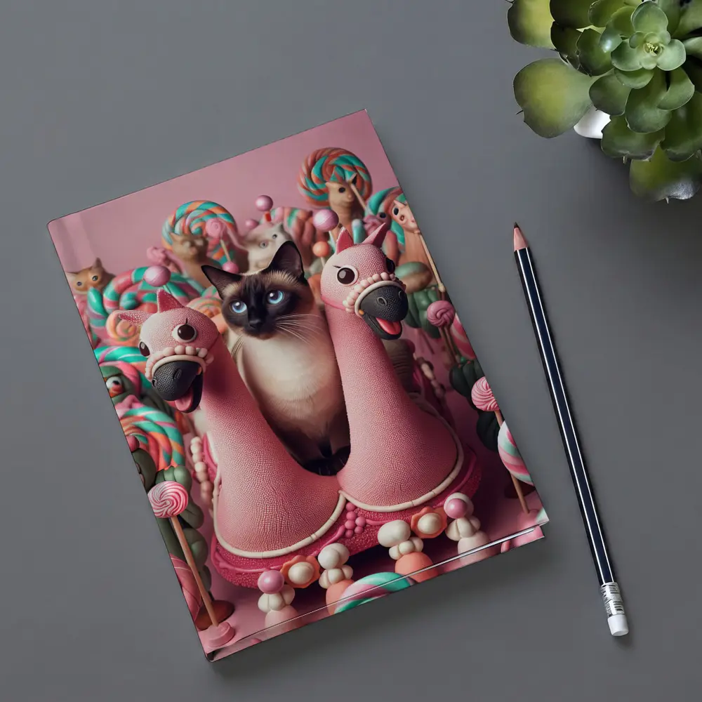 Siamese Cat Surrounded By Candy Lollipops – Notebooks