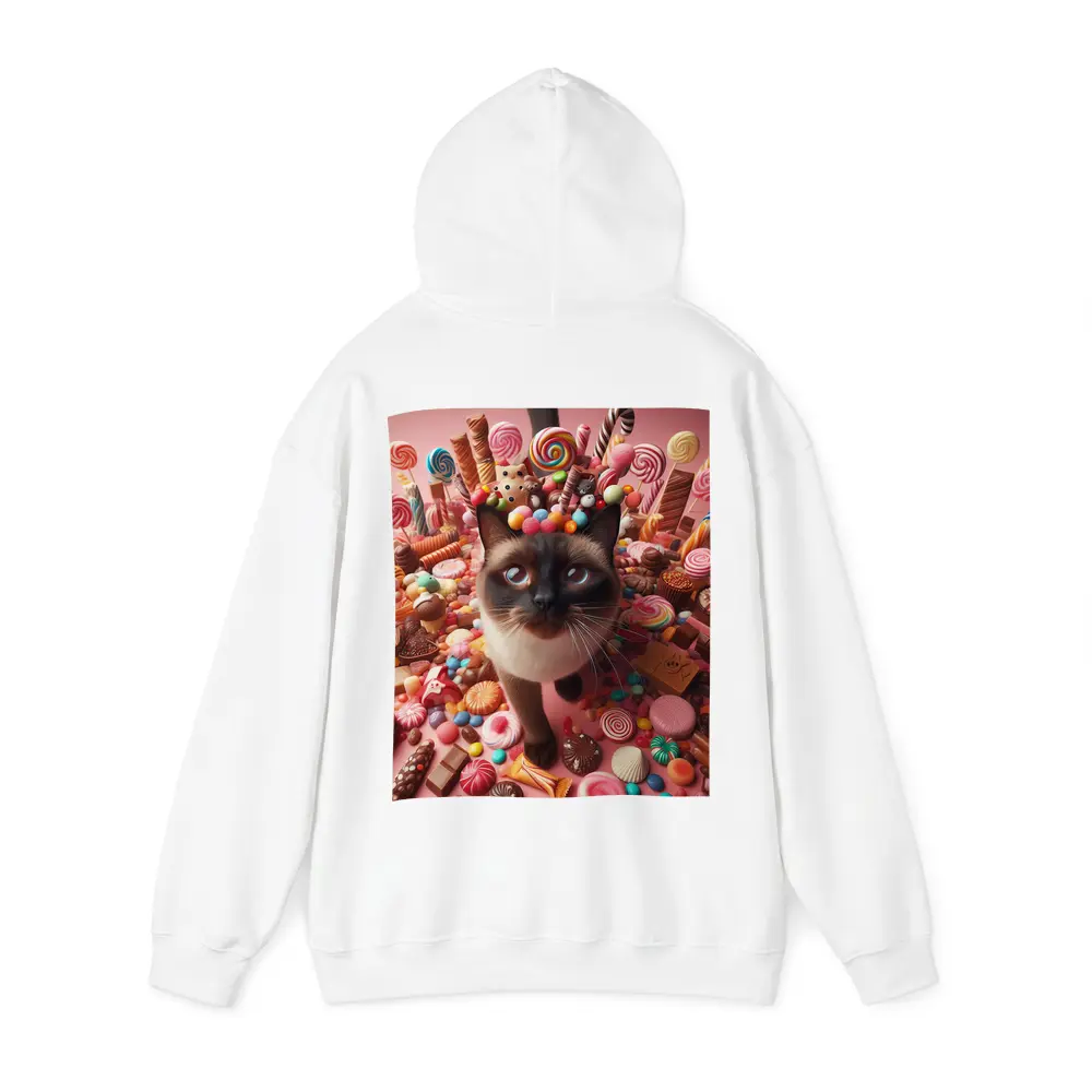 Siamese Cat Surrounded by Colorful Candy – Hoodies