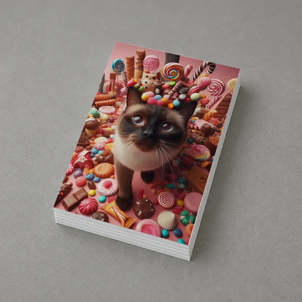 Siamese Cat Surrounded by Colorful Candy – Postcards