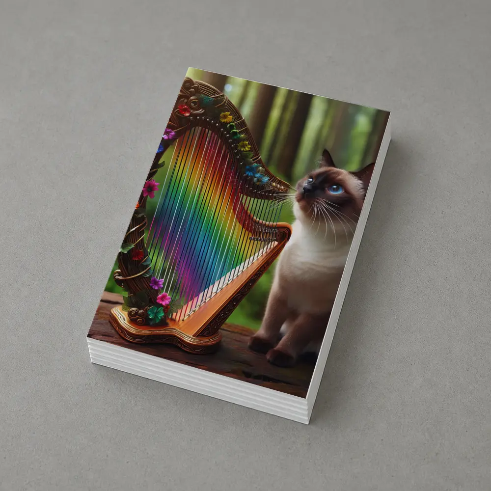 Siamese Cat Rainbow Harp Forest Scene – Postcards