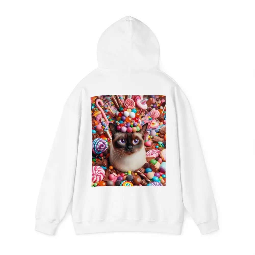 Siamese Cat Surrounded By Colorful Candy – Hoodies
