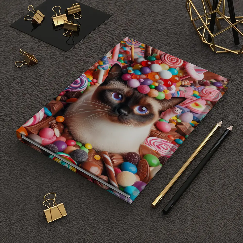 Siamese Cat Surrounded By Colorful Candy – Notebooks