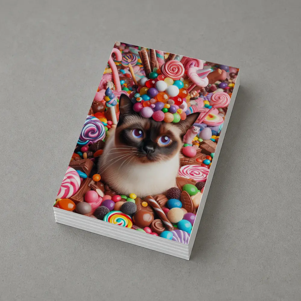 Siamese Cat Surrounded By Colorful Candy – Postcards