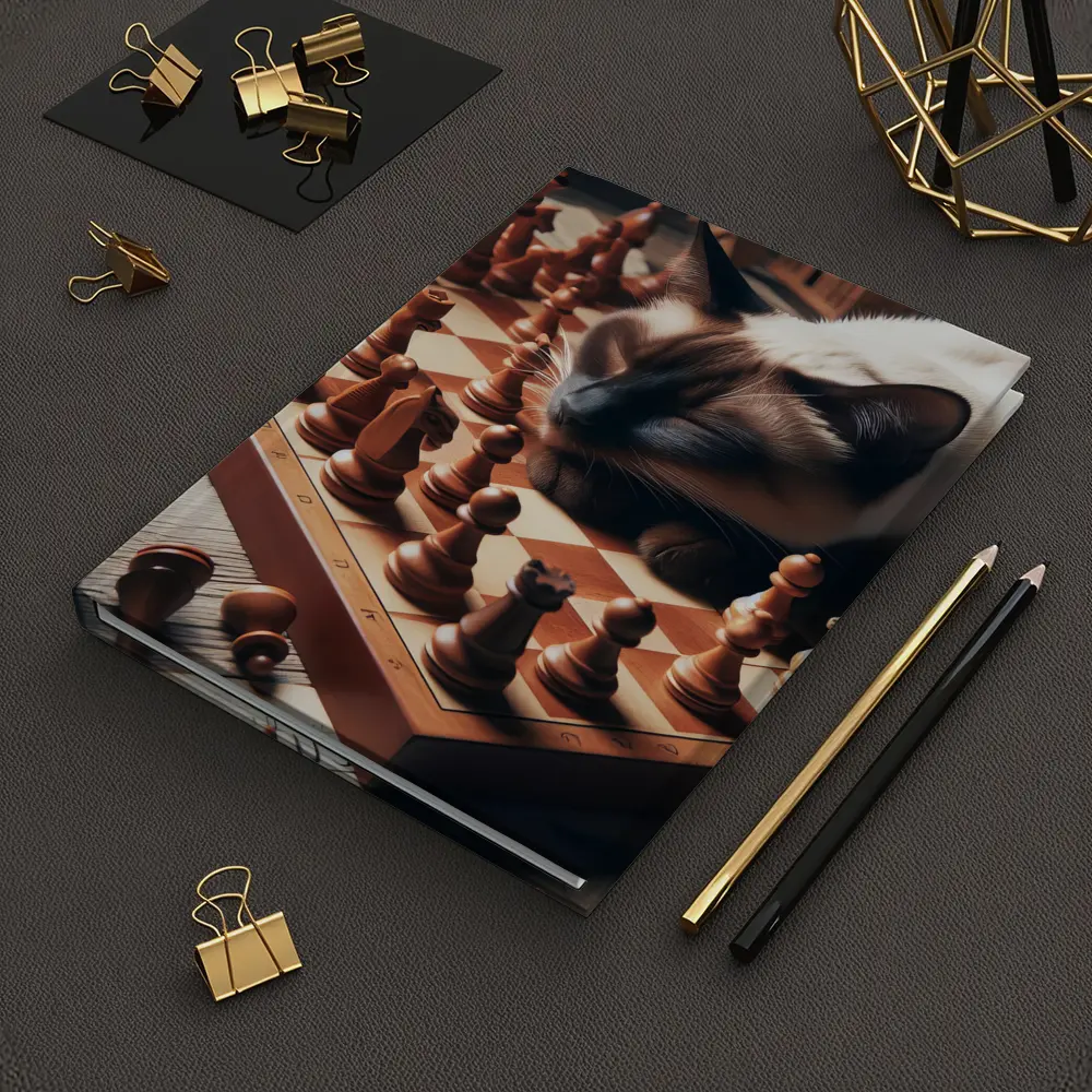 Siamese Cat Sleeping on Chess Board – Notebooks