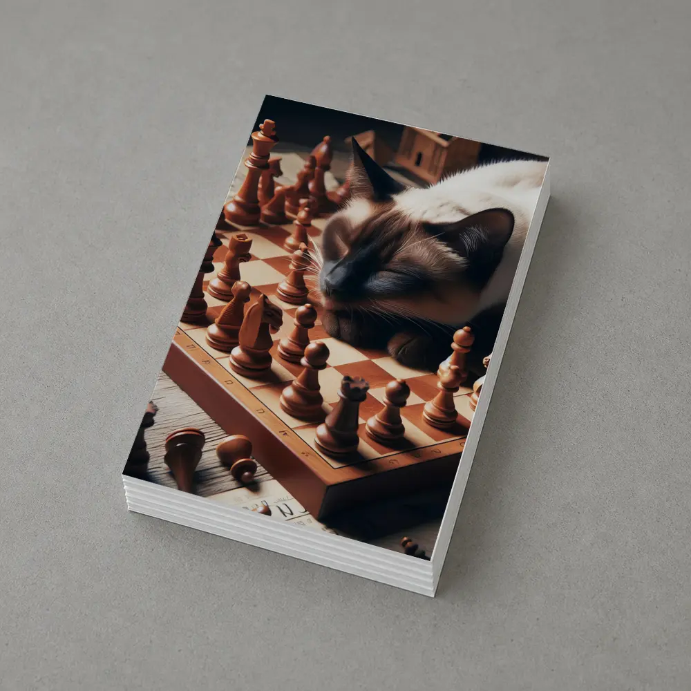 Siamese Cat Sleeping on Chess Board – Postcards