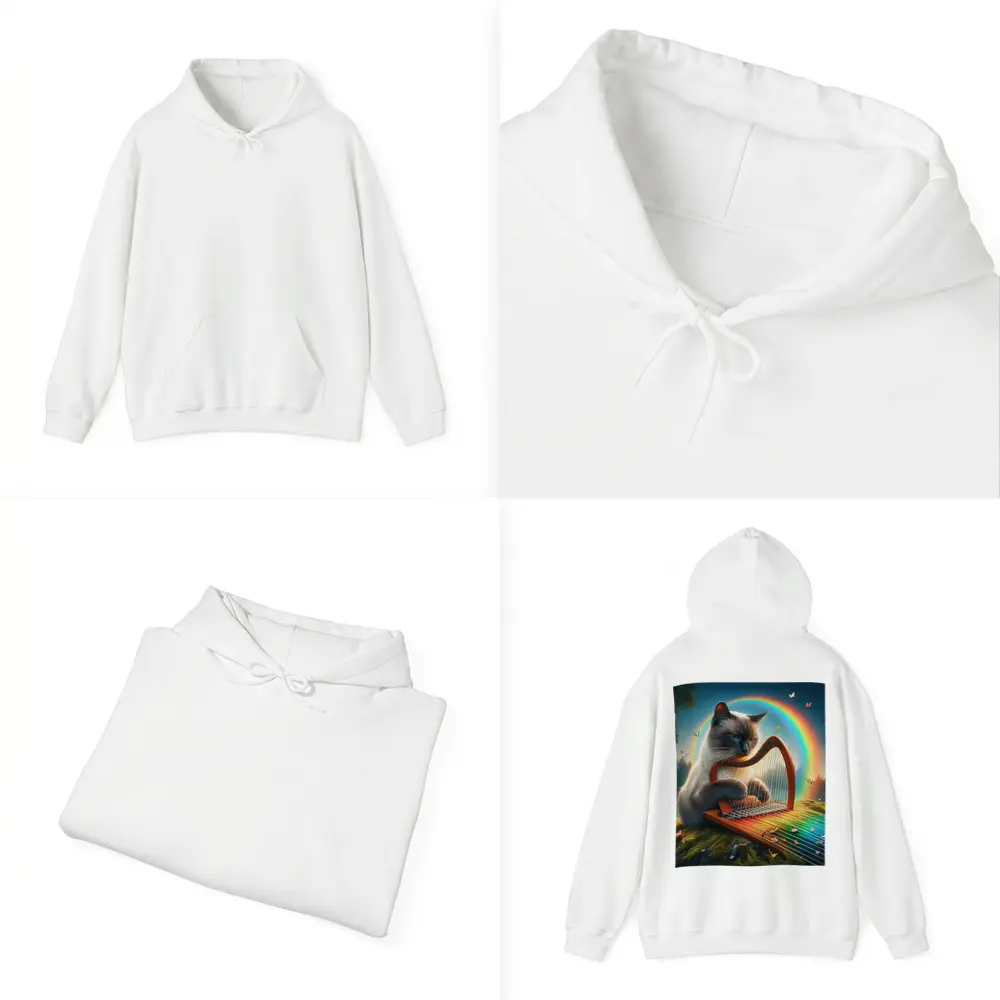 Birman Cat Playing Harp Rainbow Fantasy – Hoodies