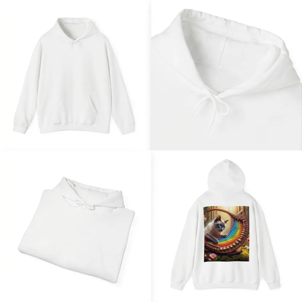 Siamese Cat Rainbow Harp Forest Setting – Hoodies