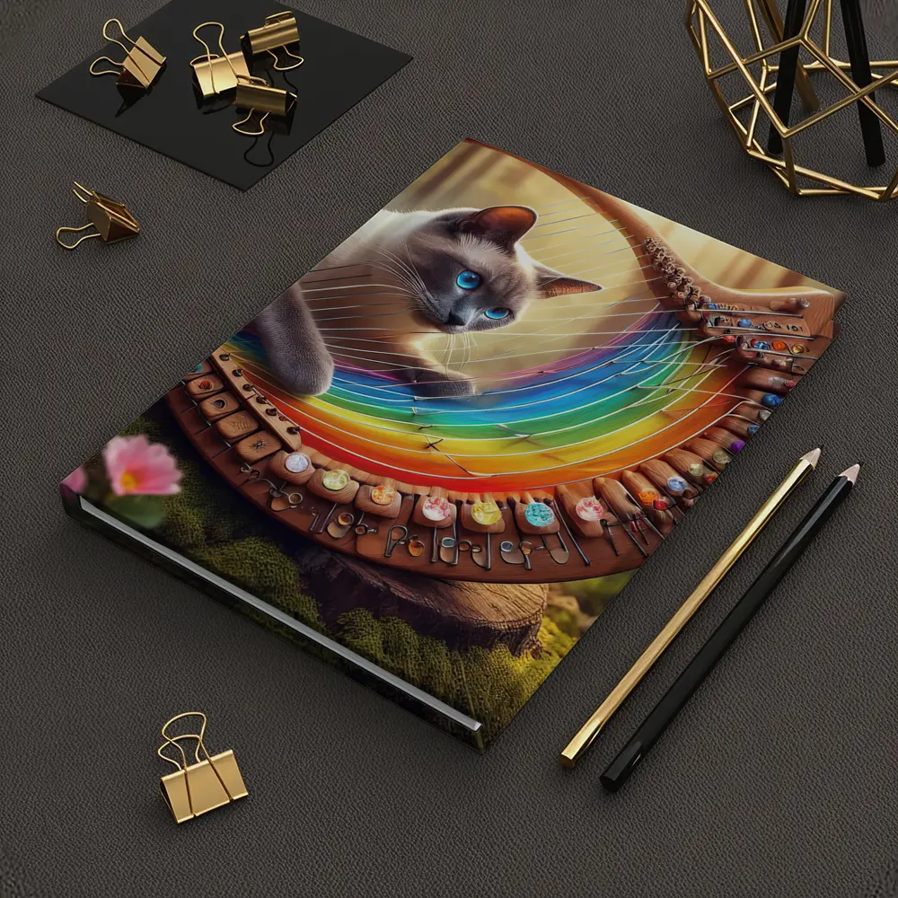 Siamese Cat Rainbow Harp Forest Setting – Notebooks