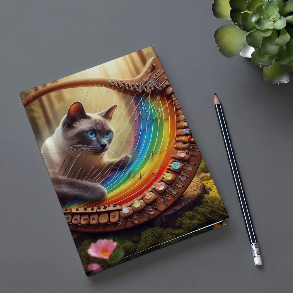 Siamese Cat Rainbow Harp Forest Setting – Notebooks