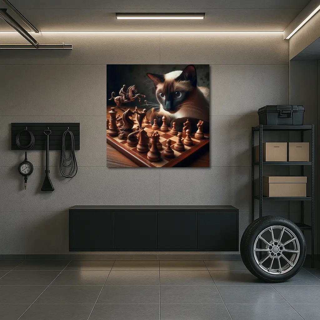 Siamese Cat Playing Chess Board Game – Wall Art