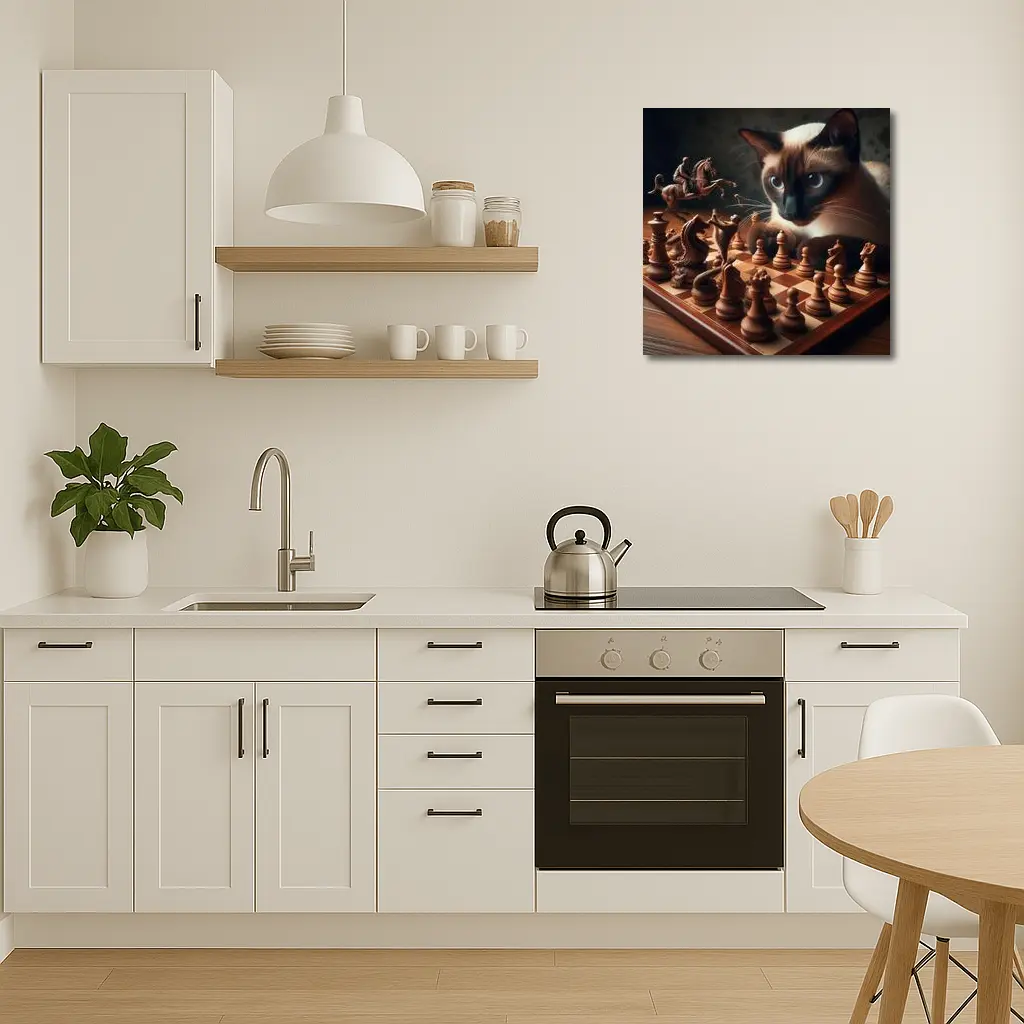 Siamese Cat Playing Chess Board Game – Wall Art