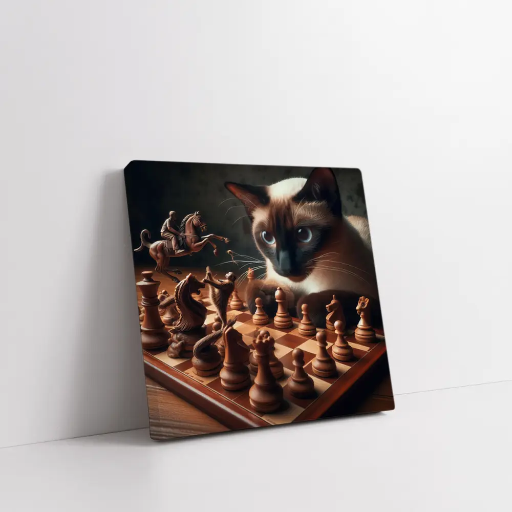 Siamese Cat Playing Chess Board Game – Wall Art