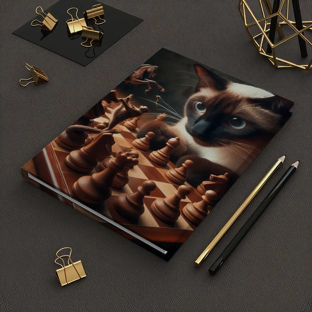Siamese Cat Playing Chess Board Game – Notebooks