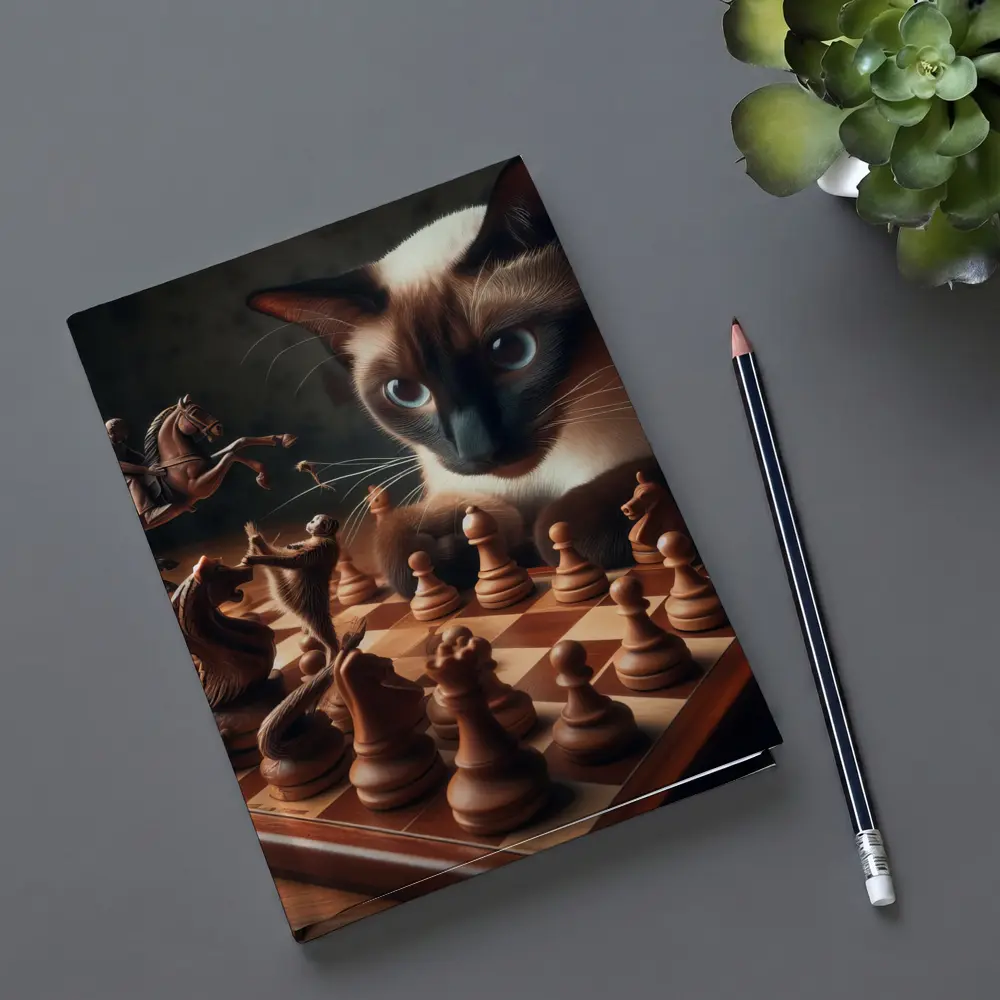Siamese Cat Playing Chess Board Game – Notebooks
