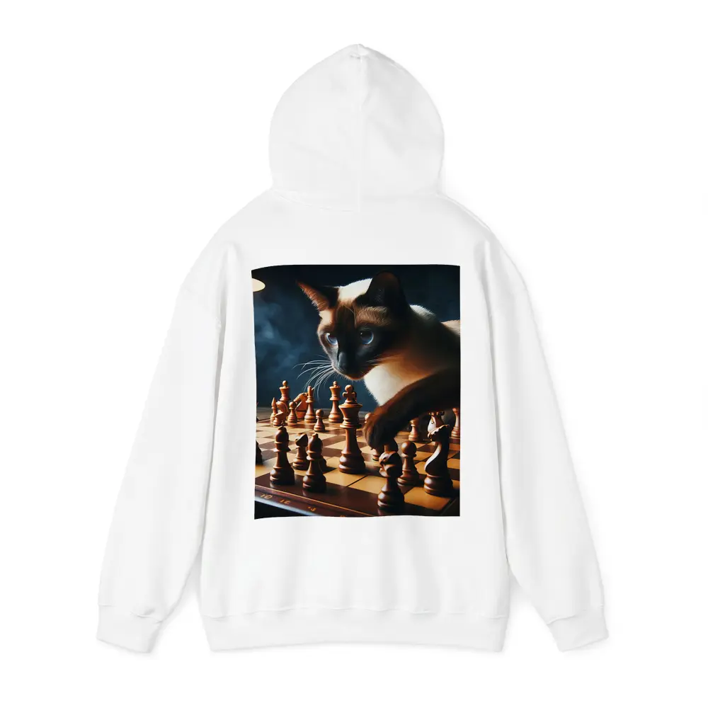Siamese Cat Studying Chess Board Game – Hoodies