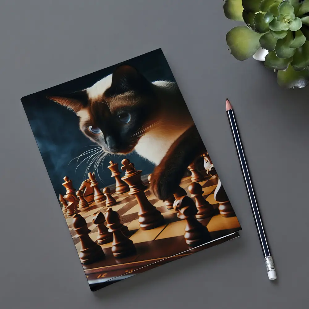Siamese Cat Studying Chess Board Game – Notebooks