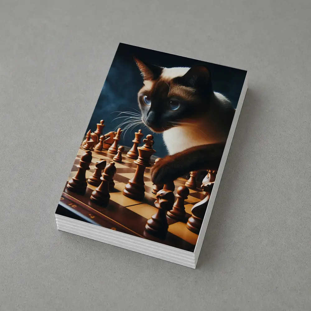 Siamese Cat Studying Chess Board Game – Postcards