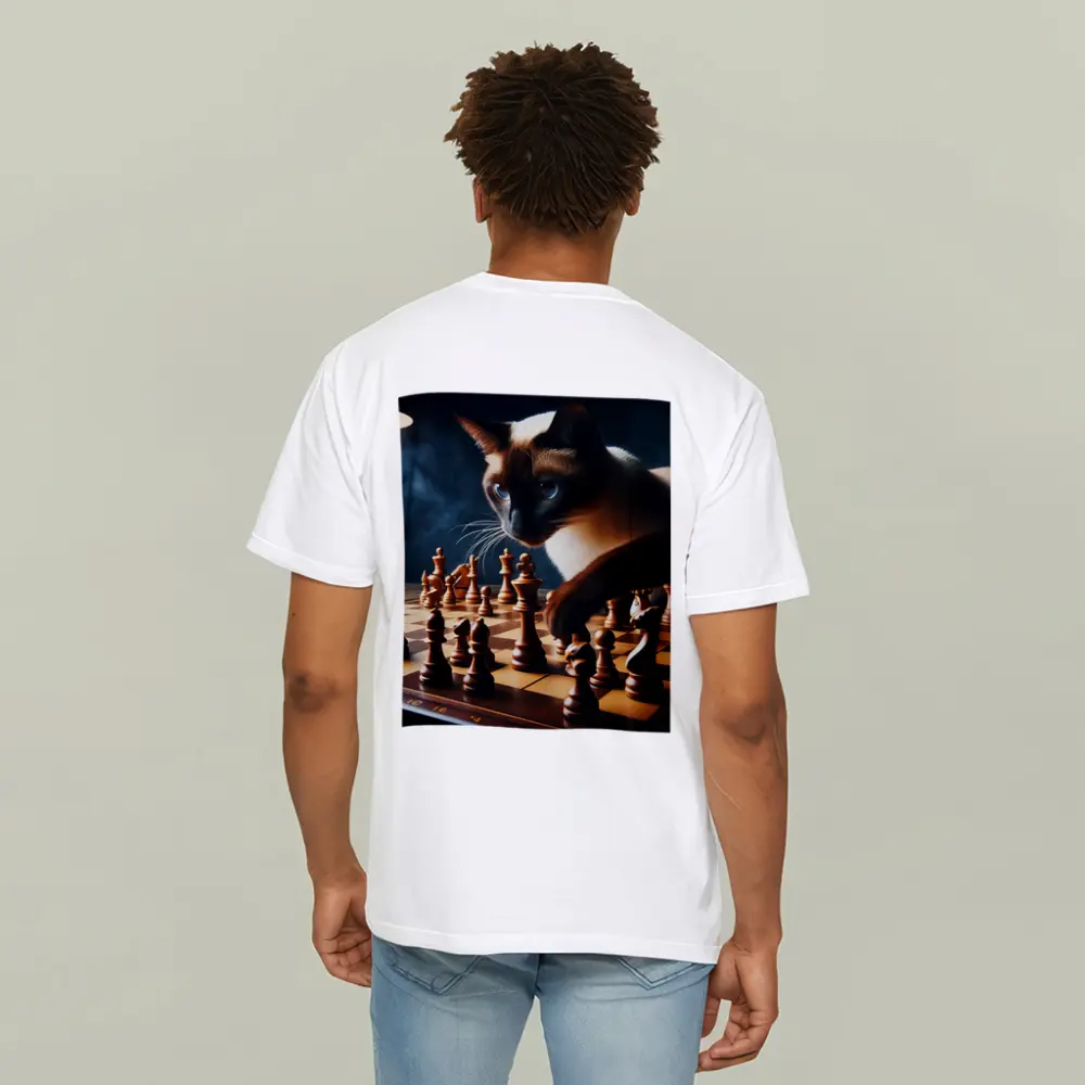 Siamese Cat Studying Chess Board Game – T-Shirts