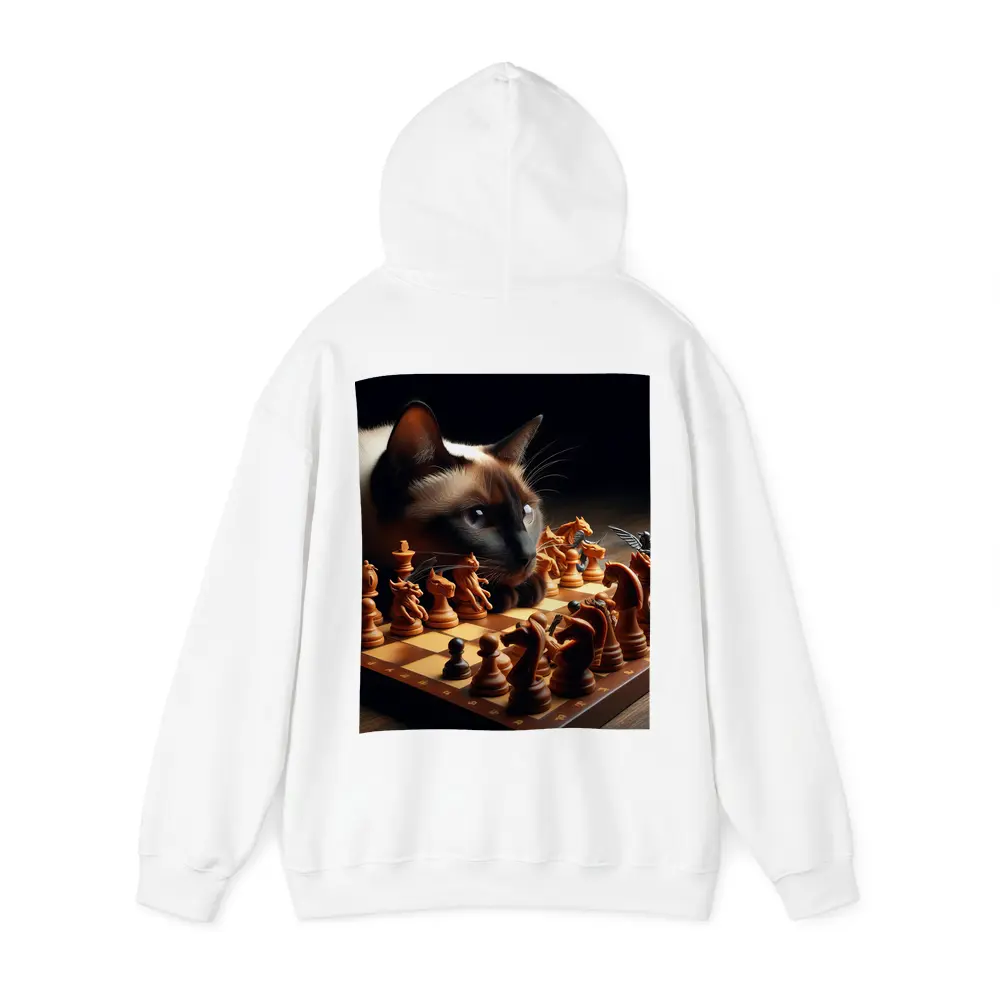 Siamese Cat Studying Chess Board Game – Hoodies
